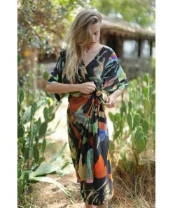 G.KERO Robe DANCING WOOD BLACK -Robes Soldes Boutique gkero robe dancing wood orange 2