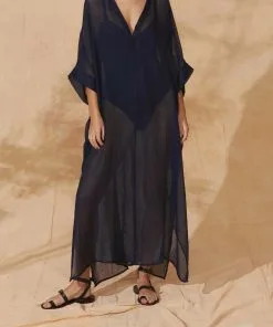 MARE DI LATTE Cafetan BELLA PASHMINA INK -Robes Soldes Boutique mare di latte cafetan bella pashmina ink 1