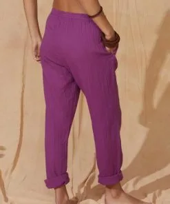 MARE DI LATTE Pantalon ANGIE Dark Purple -Robes Soldes Boutique mare di latte pantalon angie dark purple 4