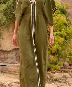 MARE DI LATTE Robe SOUANE Olive Green -Robes Soldes Boutique mare di latte robe souane black 1
