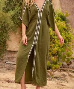 MARE DI LATTE Robe SOUANE Olive Green -Robes Soldes Boutique mare di latte robe souane black 2